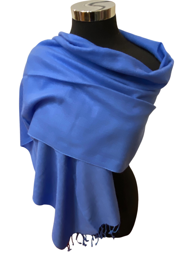 Deep Ocean Blue Cashmere Silk Blend Stole - Eastern Silk